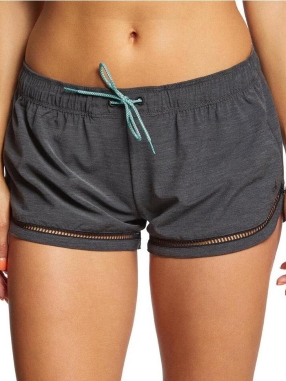 Prana Mariya Charcoal Grey Drawstring Shorty Shorts Size X-Large
